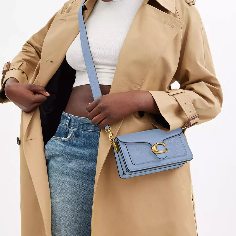 COACH Tabby Leather Crossbody Bag Shoulder Bag Small Size Women's Blue-5