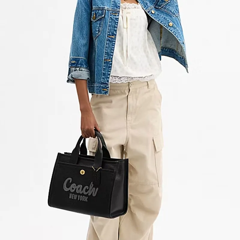 COACH Cargo Leather Tote Bag Shopping Bag Handbag Large Size Women's Black-7