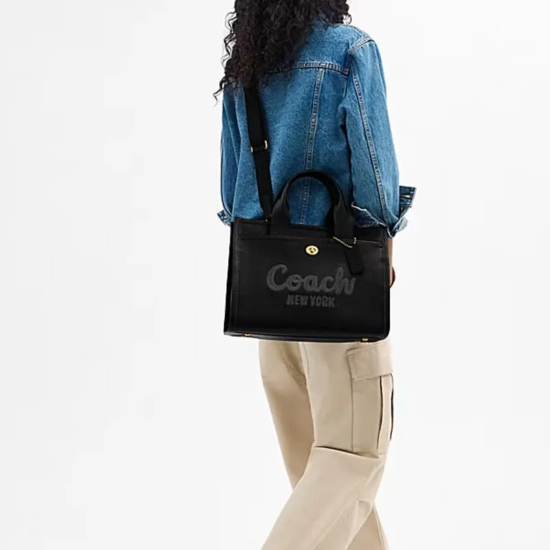 COACH Cargo Leather Tote Bag Shopping Bag Handbag Large Size Women's Black-6