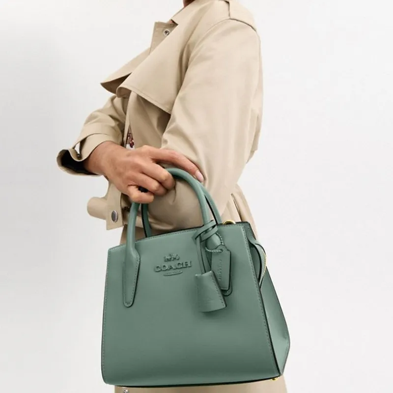 COACH Andrea Calfskin Shoulder Bag, Crossbody Bag, Handbag Women's Green-3