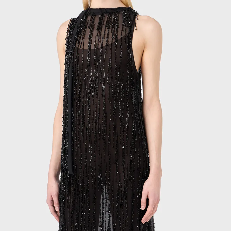 Blumarine Bead embellished Georgette Mini Dress-4