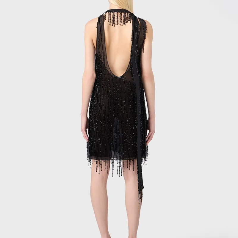 Blumarine Bead embellished Georgette Mini Dress-3