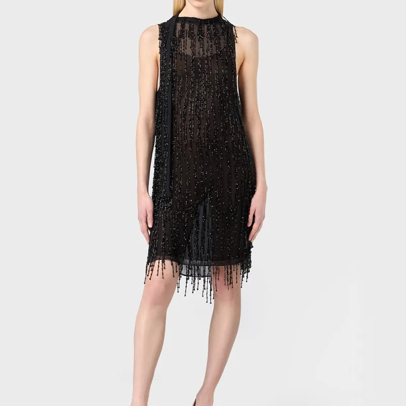 Blumarine Bead embellished Georgette Mini Dress-1