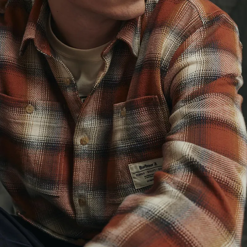 BARBOUR FW24 Barbour Stonebank Relaxed Check Shirt Men's Black Ginger-5