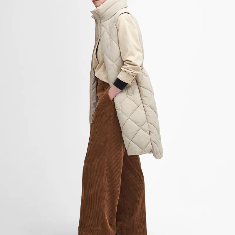 BARBOUR FW24 Leverton Gilet Leverton Puffer Jacket Women's Oatmeal Latte-3