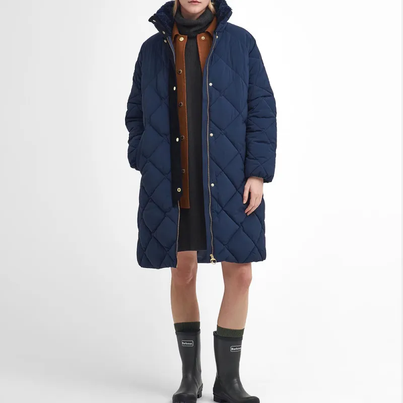 BARBOUR FW24 Bearnie Longline Puffer Jacket Women's Navy-1