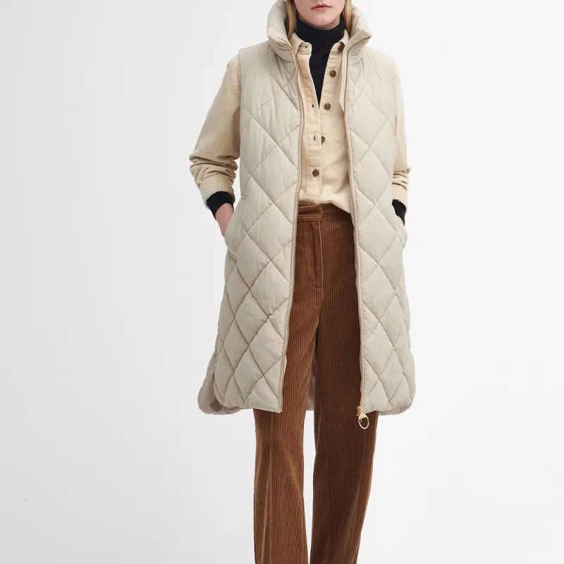 BARBOUR FW24 Leverton Gilet Leverton Puffer Jacket Women's Oatmeal Latte-1