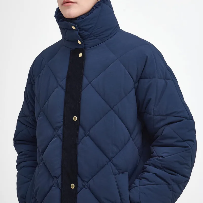BARBOUR FW24 Bearnie Longline Puffer Jacket Women's Navy-5