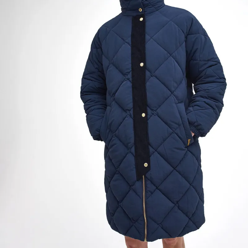 BARBOUR FW24 Bearnie Longline Puffer Jacket Women's Navy-3
