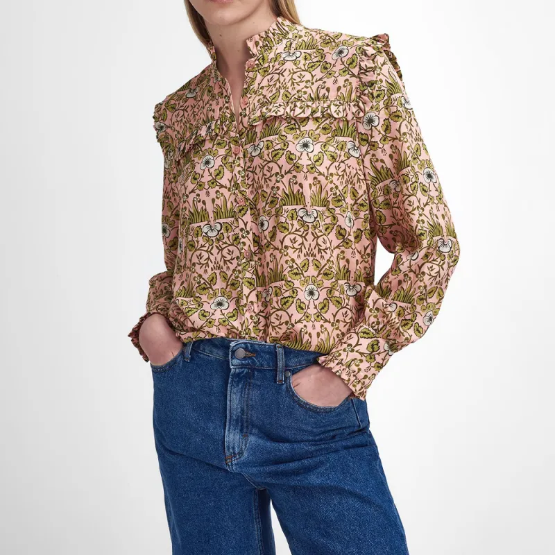 BARBOUR x William Morris Gallery Isabella FW24 Shirt Women's Pink Green-1