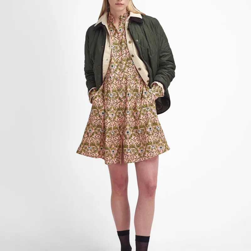 BARBOUR x William Morris Gallery Isabella FW24 Long-Sleeved Dresses Women's Pink Green-4