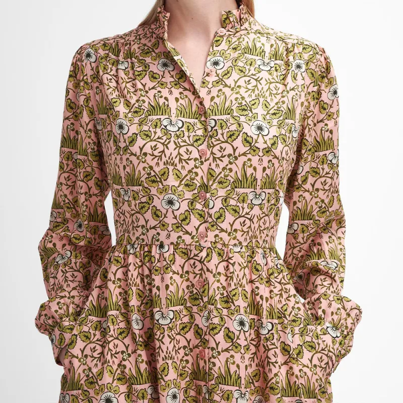 BARBOUR x William Morris Gallery Isabella FW24 Long-Sleeved Dresses Women's Pink Green-5