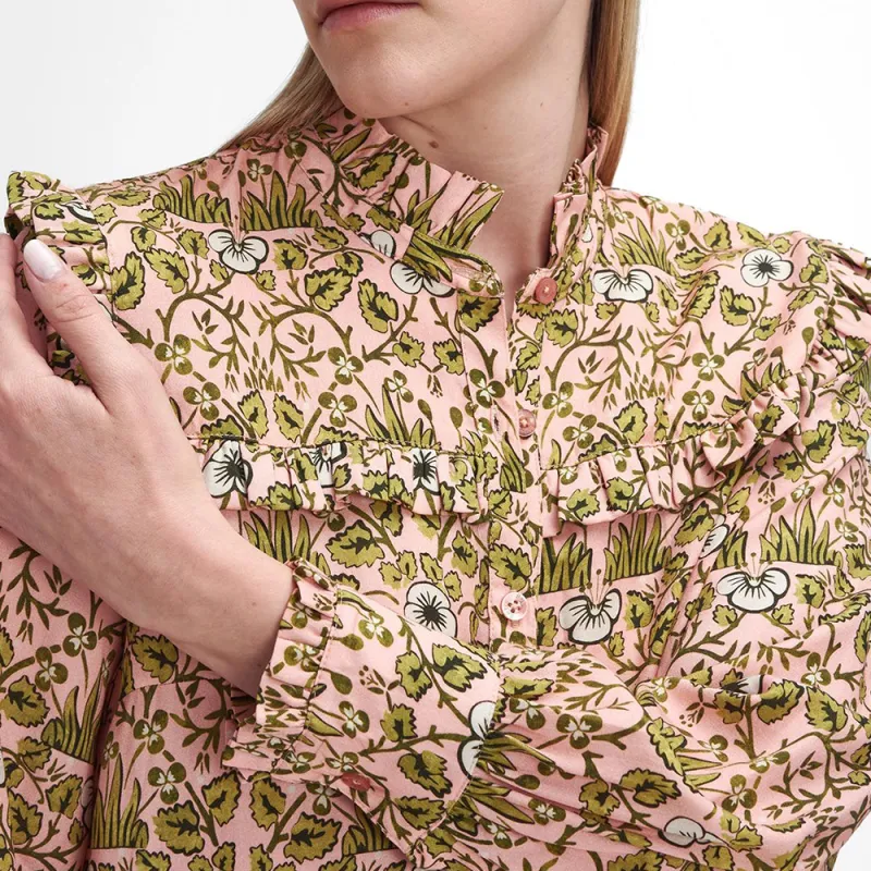 BARBOUR x William Morris Gallery Isabella FW24 Shirt Women's Pink Green-4