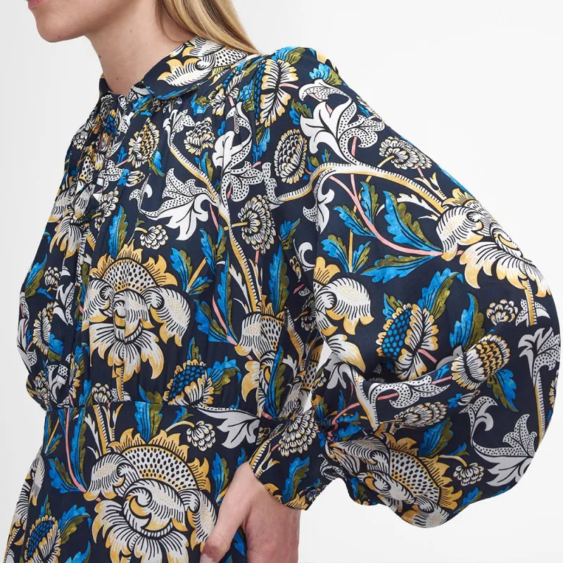 BARBOUR x William Morris Gallery Rendall FW24 Long-Sleeved Dresses Women's Beige Blue-5