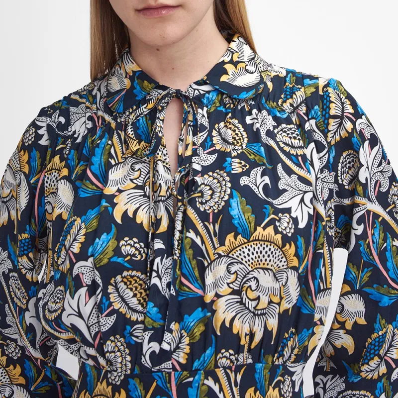 BARBOUR x William Morris Gallery Rendall FW24 Long-Sleeved Dresses Women's Beige Blue-6