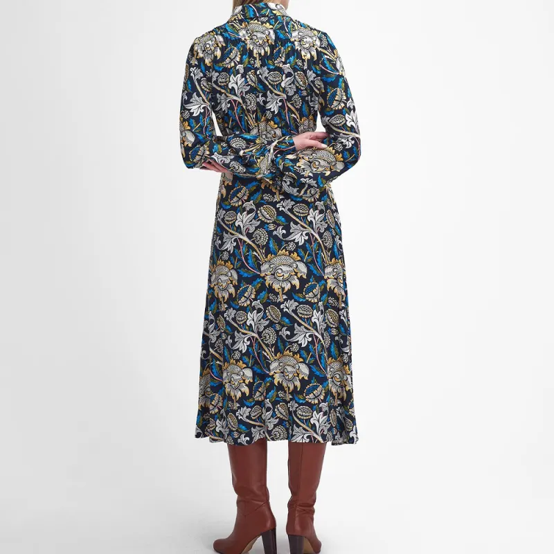 BARBOUR x William Morris Gallery Rendall FW24 Long-Sleeved Dresses Women's Beige Blue-3