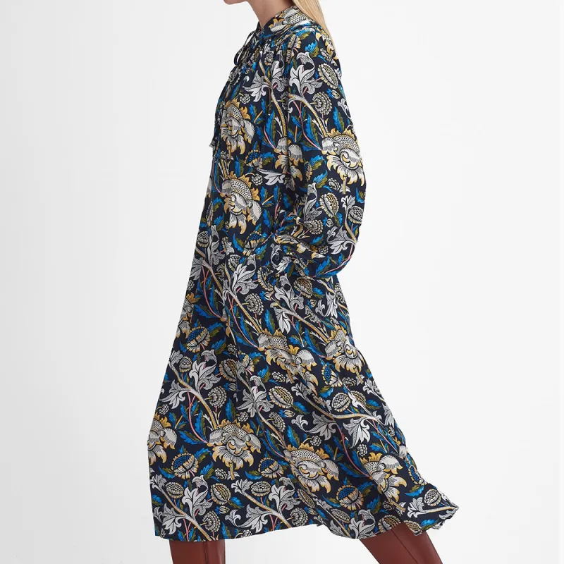 BARBOUR x William Morris Gallery Rendall FW24 Long-Sleeved Dresses Women's Beige Blue-4