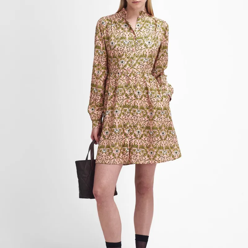 BARBOUR x William Morris Gallery Isabella FW24 Long-Sleeved Dresses Women's Pink Green-1