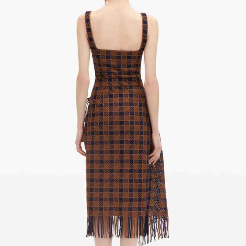 Oscar De La Renta Check Fringe Guipure Skirt-2