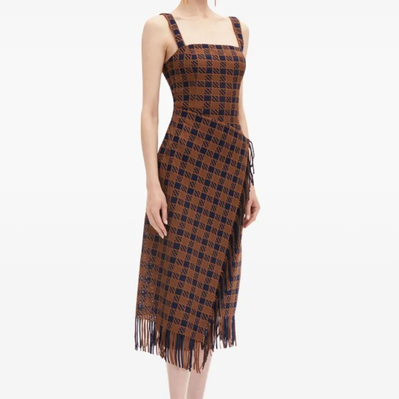 Oscar De La Renta Check Fringe Guipure Skirt-3