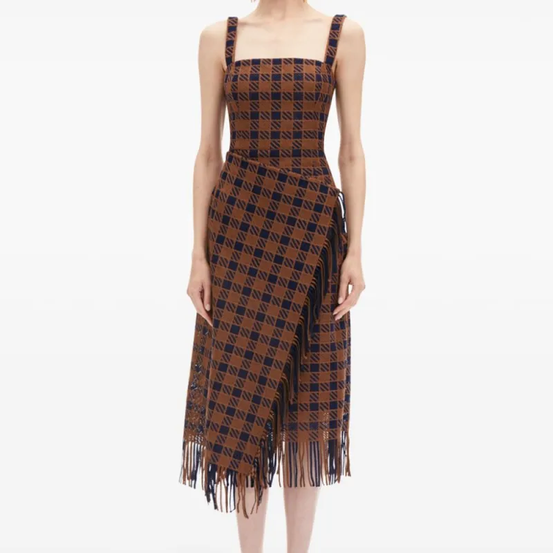 Oscar De La Renta Check Fringe Guipure Skirt-1
