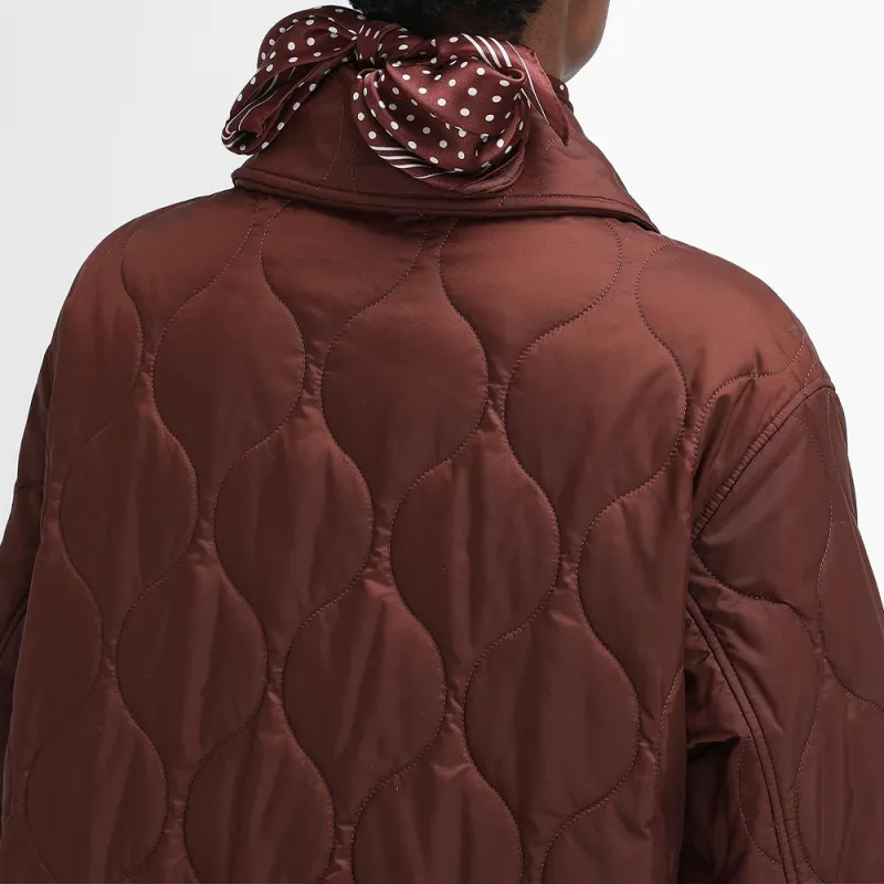 BARBOUR Puffer Jacket Women's Red Brown-5