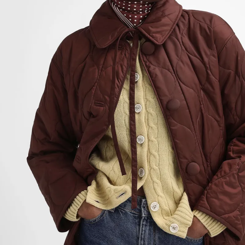 BARBOUR Puffer Jacket Women's Red Brown-4