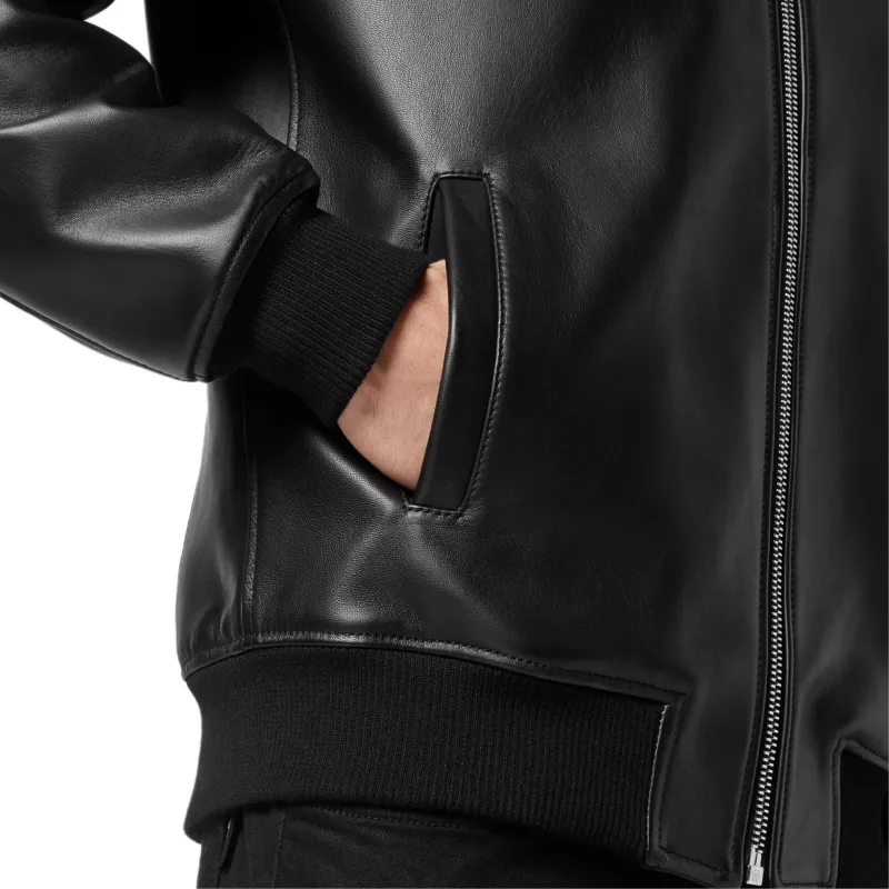 PHILIPP PLEIN Logo Plaque Hooded Bomber Jacket-5