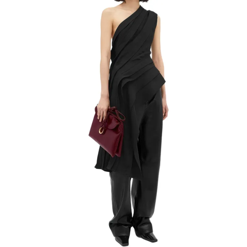 Bottega Veneta Leather Rounded Leg Trousers-3