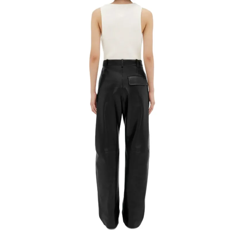 Bottega Veneta Leather Rounded Leg Trousers-1