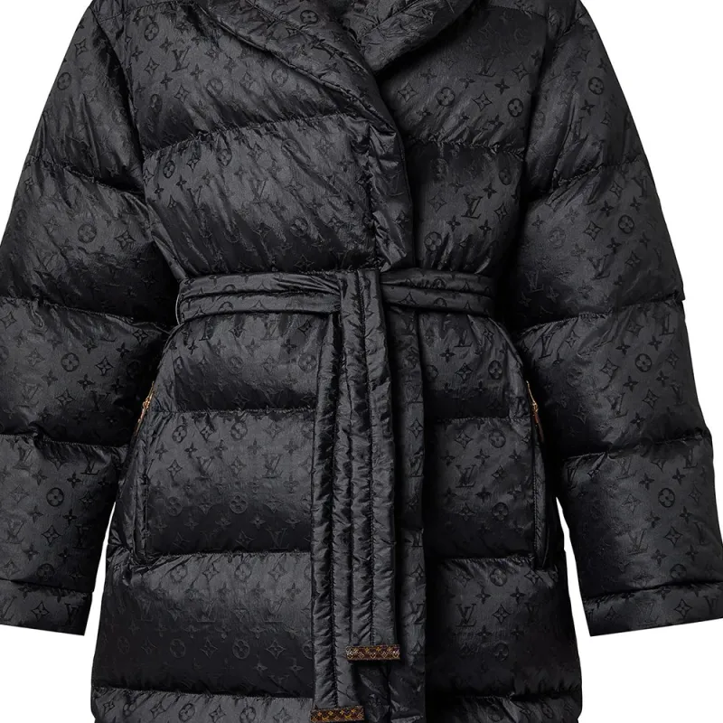 LOUIS VUITTON Monogram Jacquard Puffer Wrap Coat-5