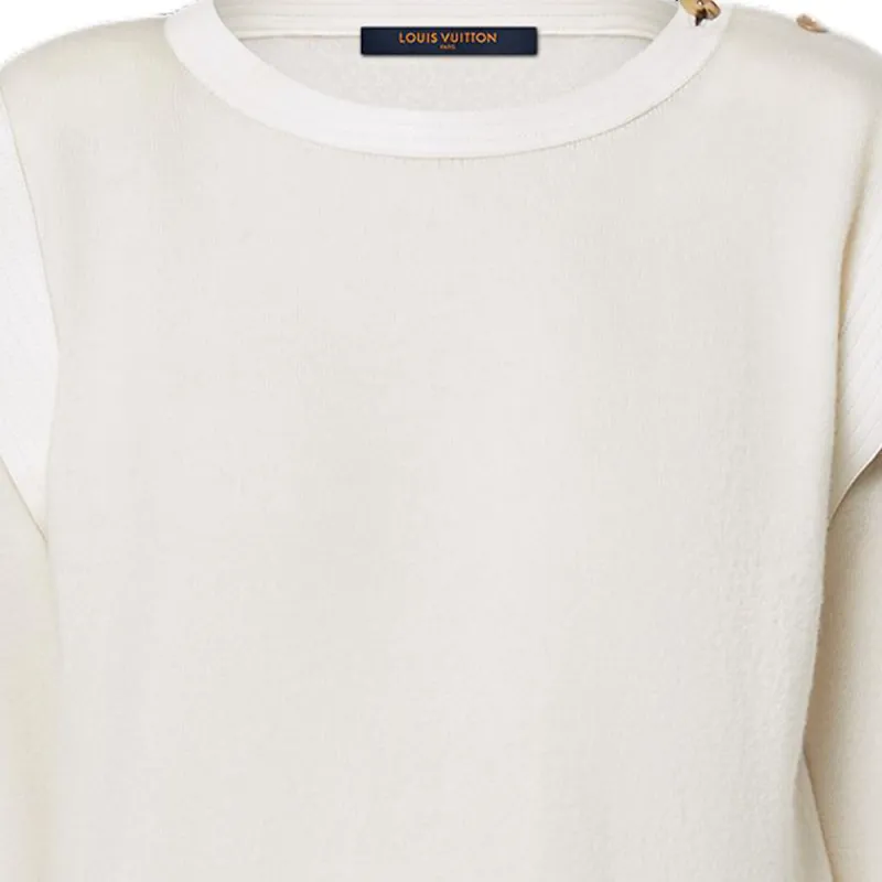 LOUIS VUITTON Leather Insert Cashmere Pullover-3
