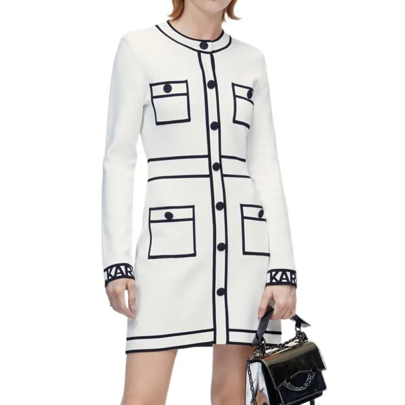 KARL LAGERFELD FW22 Long-Sleeved Dresses Women's White-1