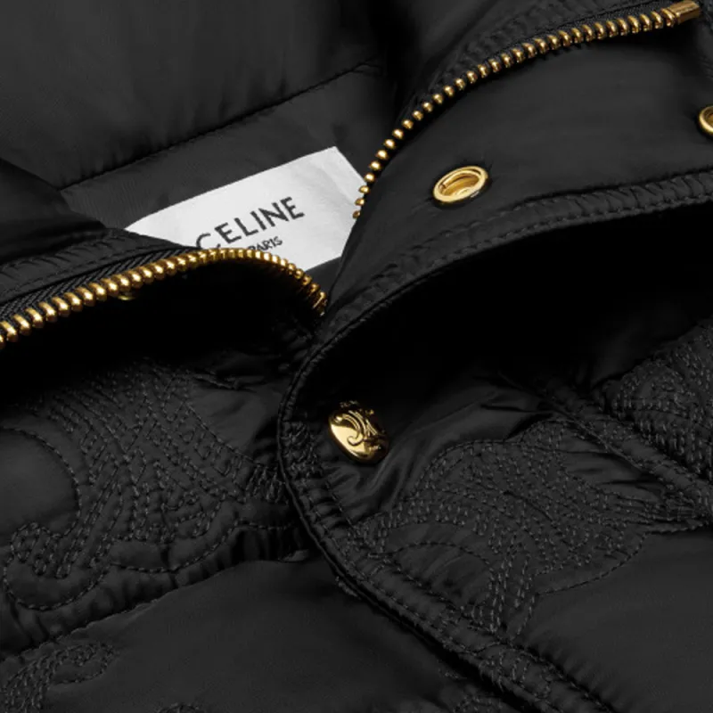 CELINE Long Triomphe Down Jacket In Lightweight Nylon-3
