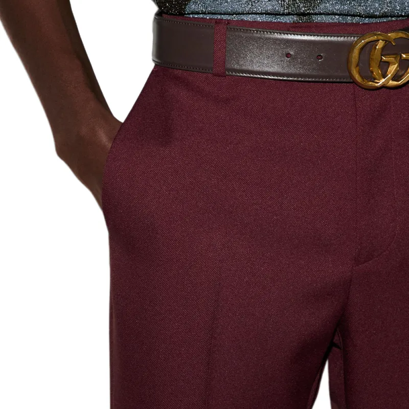 GUCCI FW24 Casual Pants Men's Burgundy-6