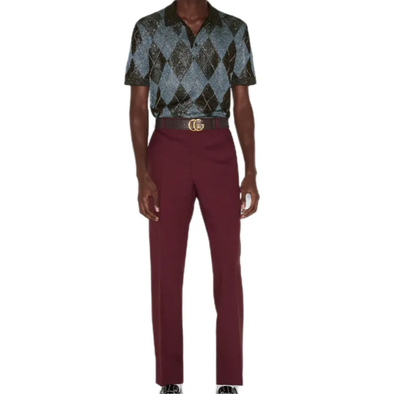 GUCCI FW24 Casual Pants Men's Burgundy-1