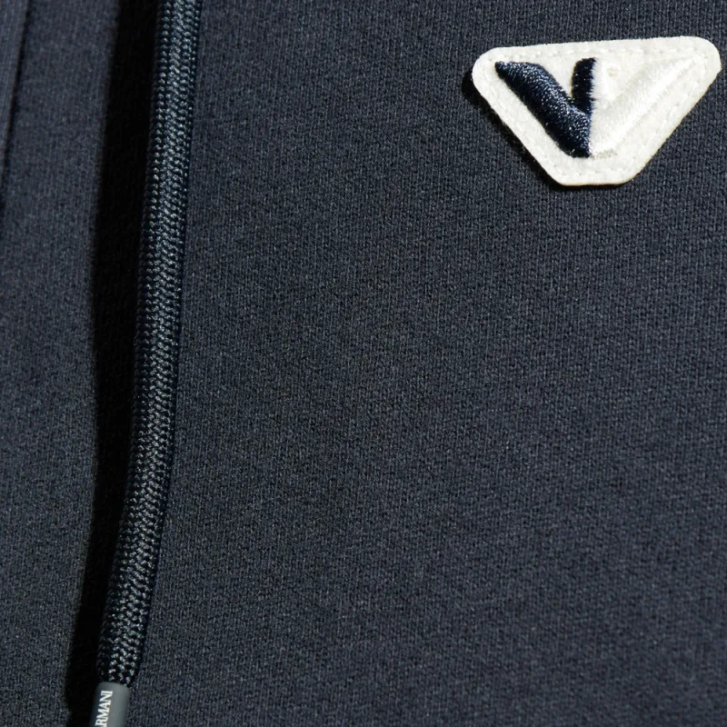 EMPORIO ARMANI Logo Embroidered Zipped Drawstring Hoodie-4