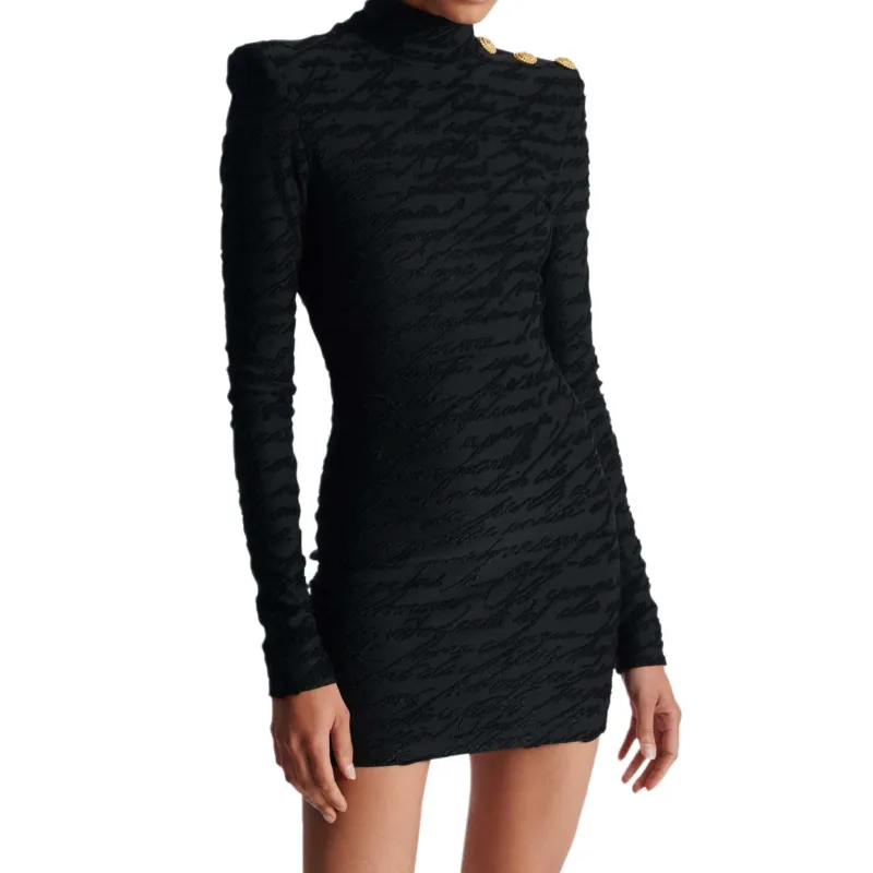 BALMAIN Love Letter Jacquard Short Knit Dress-4