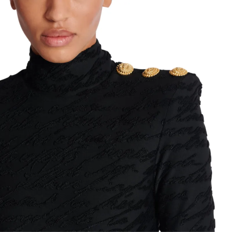 BALMAIN Love Letter Jacquard Short Knit Dress-6