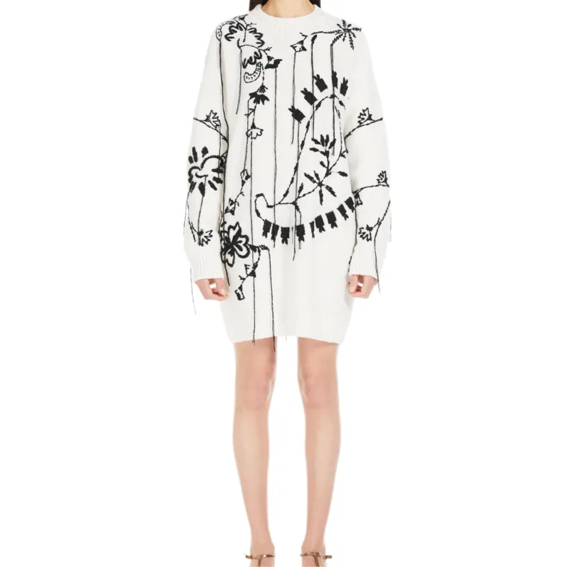 MaxMara Embroidered Crewneck Long Sleeved Dress-1