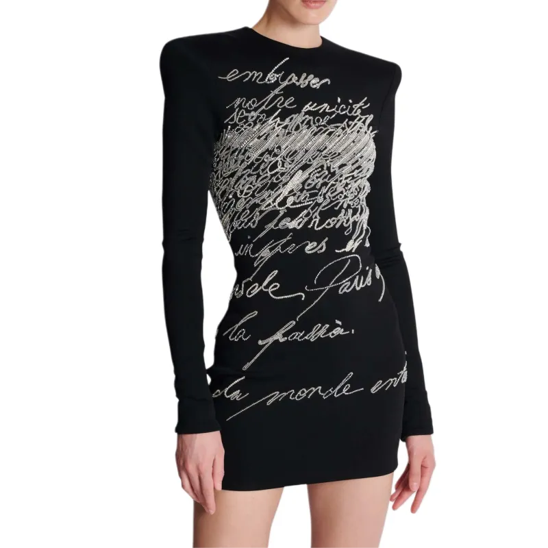 BALMAIN Rhinestone embellished Mini Dress-5