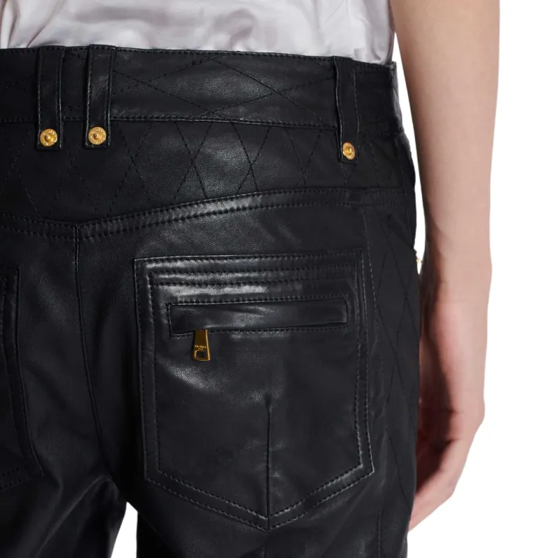 BALMAIN Quilted Leather Trousers-5