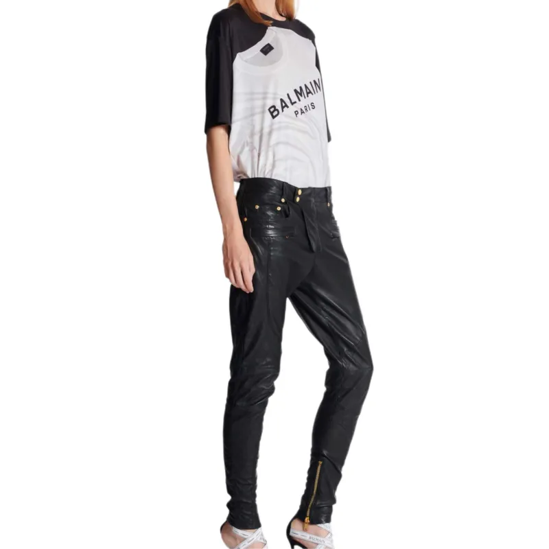 BALMAIN Quilted Leather Trousers-3