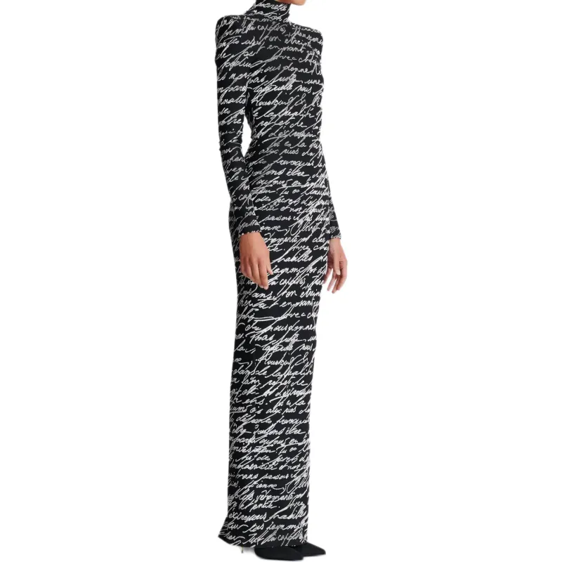 BALMAIN Long Love Letter Jacquard Knit Dress-3