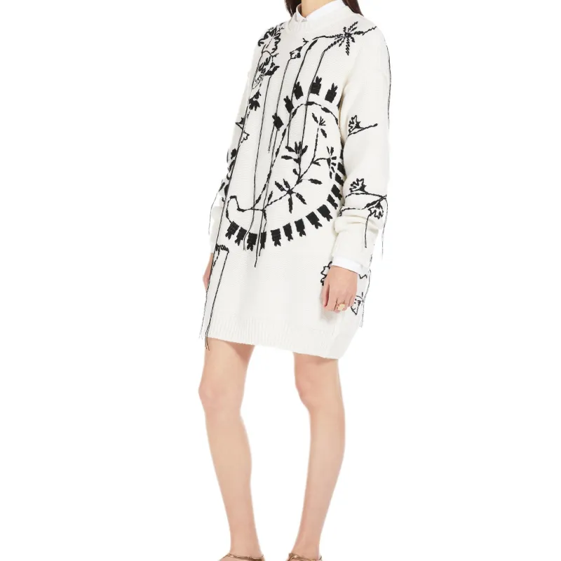 MaxMara Embroidered Crewneck Long Sleeved Dress-3
