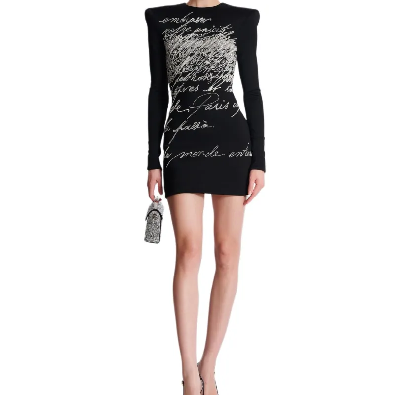 BALMAIN Rhinestone embellished Mini Dress-4