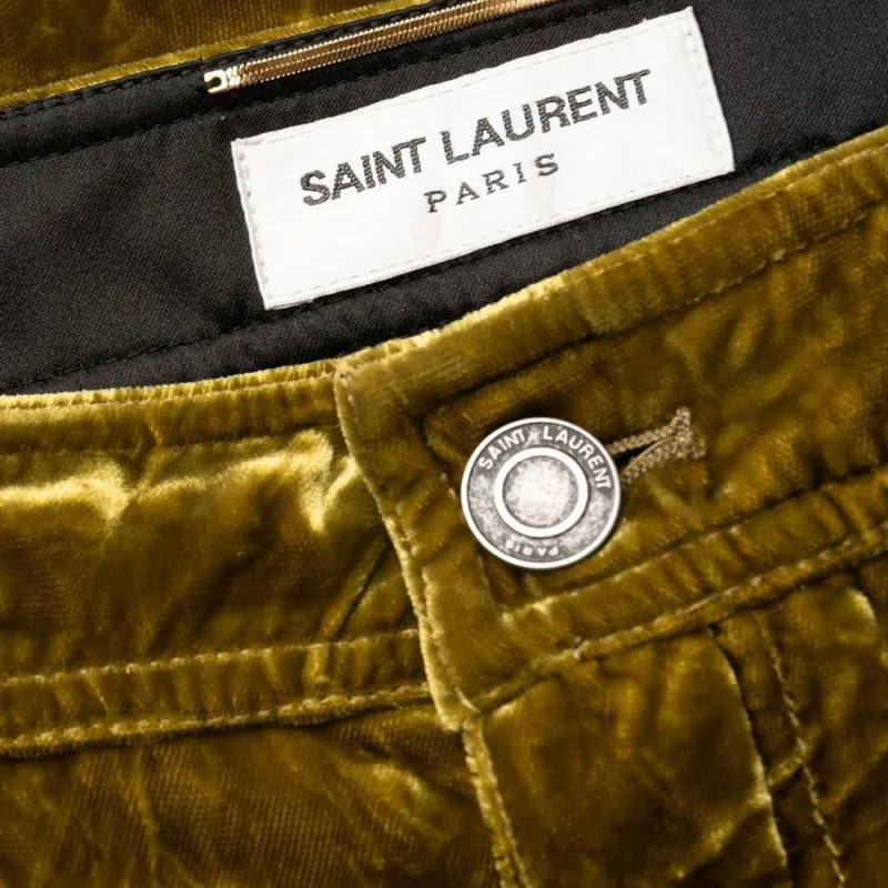 SAINT LAURENT Velvet effect Slim cut Trousers-6
