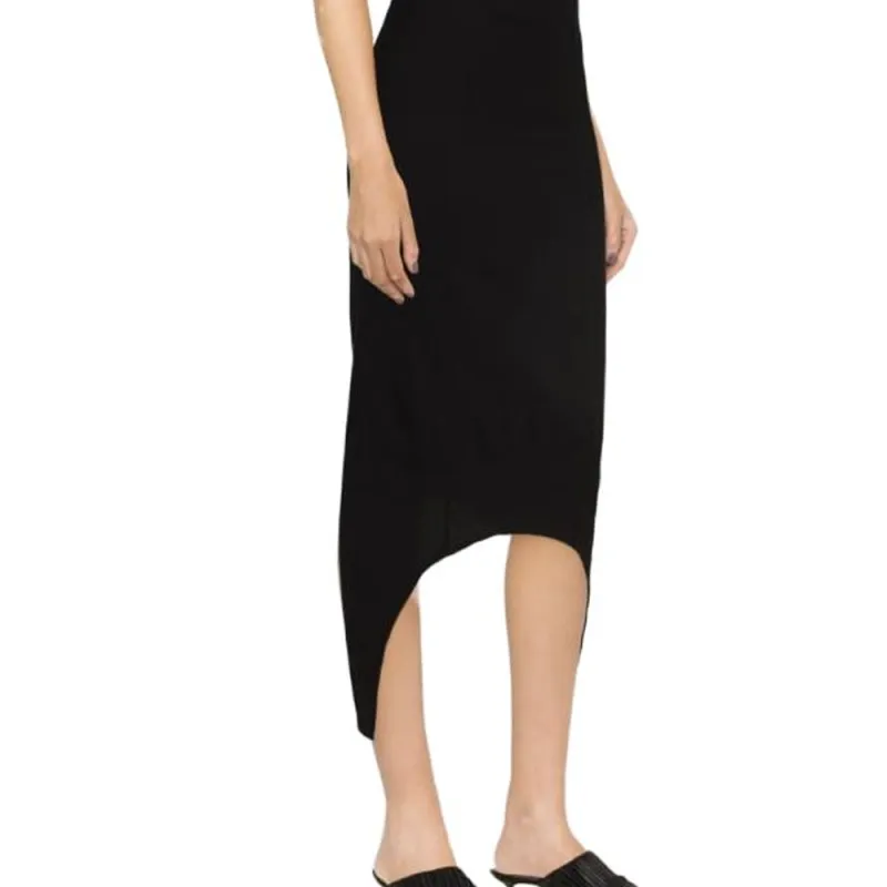 Patou Elasticated Waistband Asymmetric Hem Midi Skirt-4