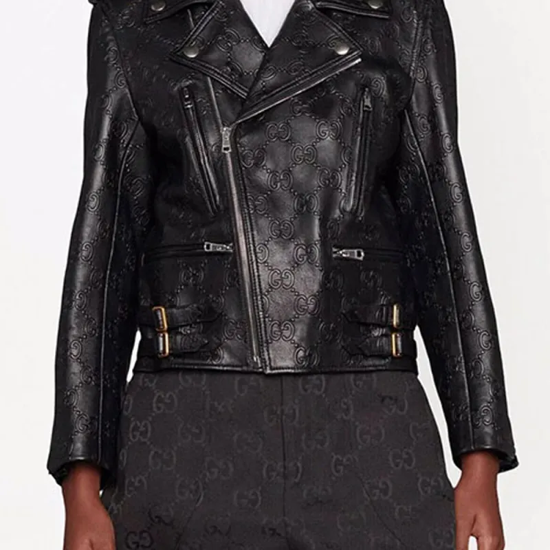GUCCI Leather Jackets Women's Black-6