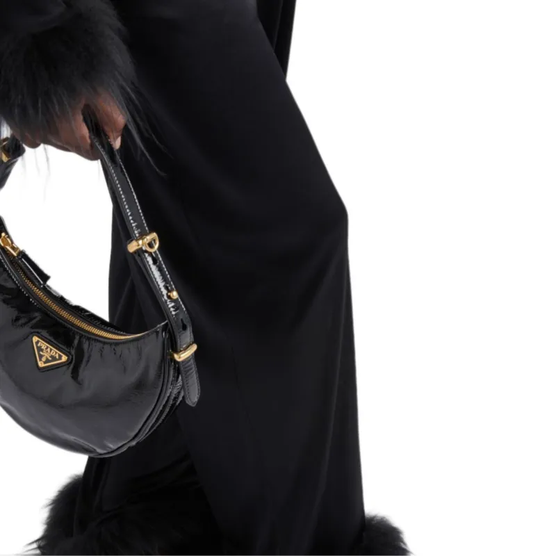 PRADA Triangle Logo Wide Leg Trousers-3
